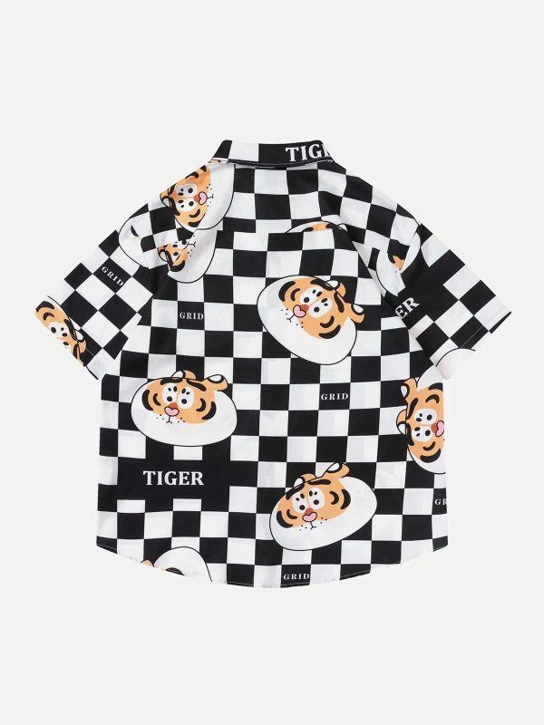 dynamic cartoon tiger tee edgy  retro streetwear shirt 7200