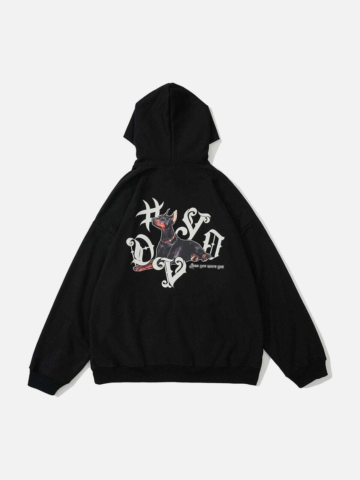 dynamic doberman print hoodie edgy streetwear 1698