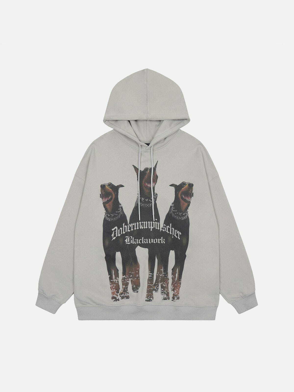 dynamic doberman print hoodie edgy streetwear 3078