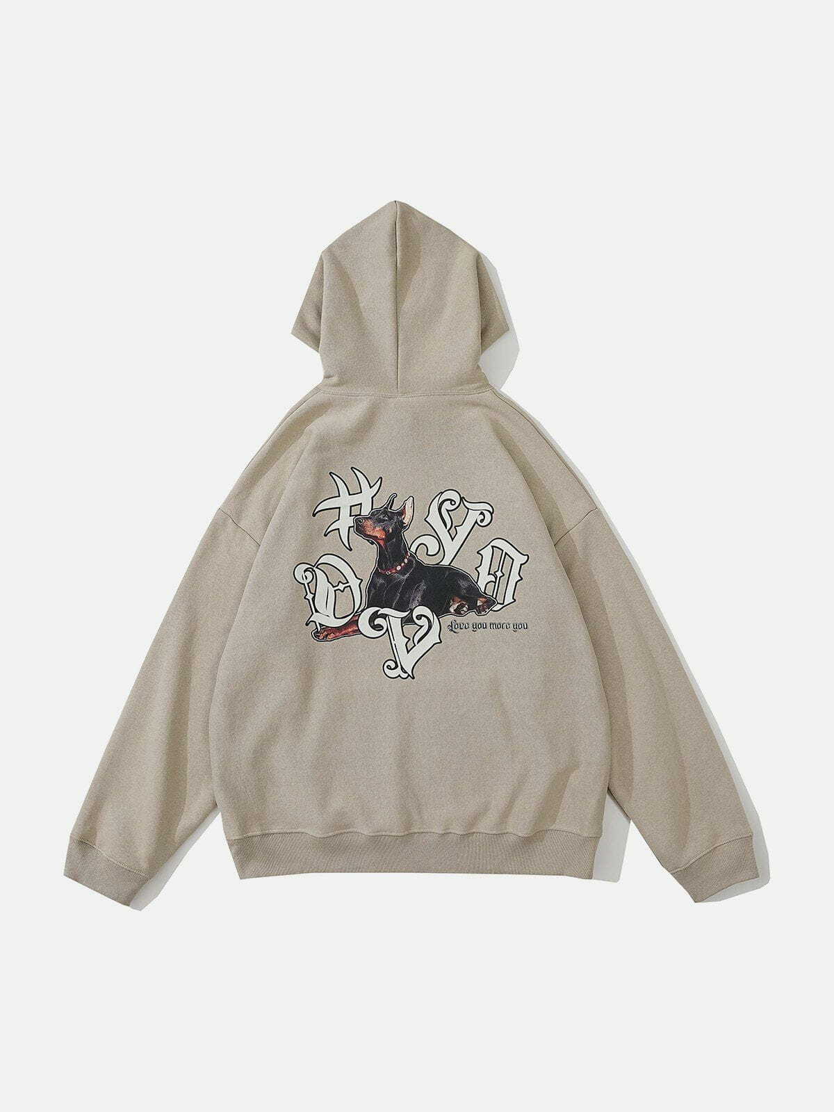 dynamic doberman print hoodie edgy streetwear 7282