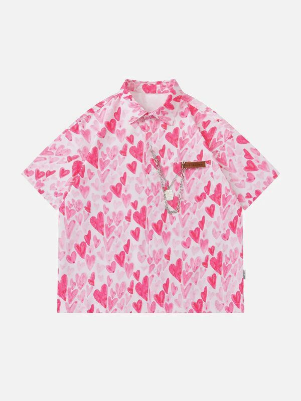 dynamic doodle love heart shirt edgy  retro streetwear tee 5117