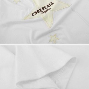 dynamic embroidery star tee edgy  retro streetwear essential 1596