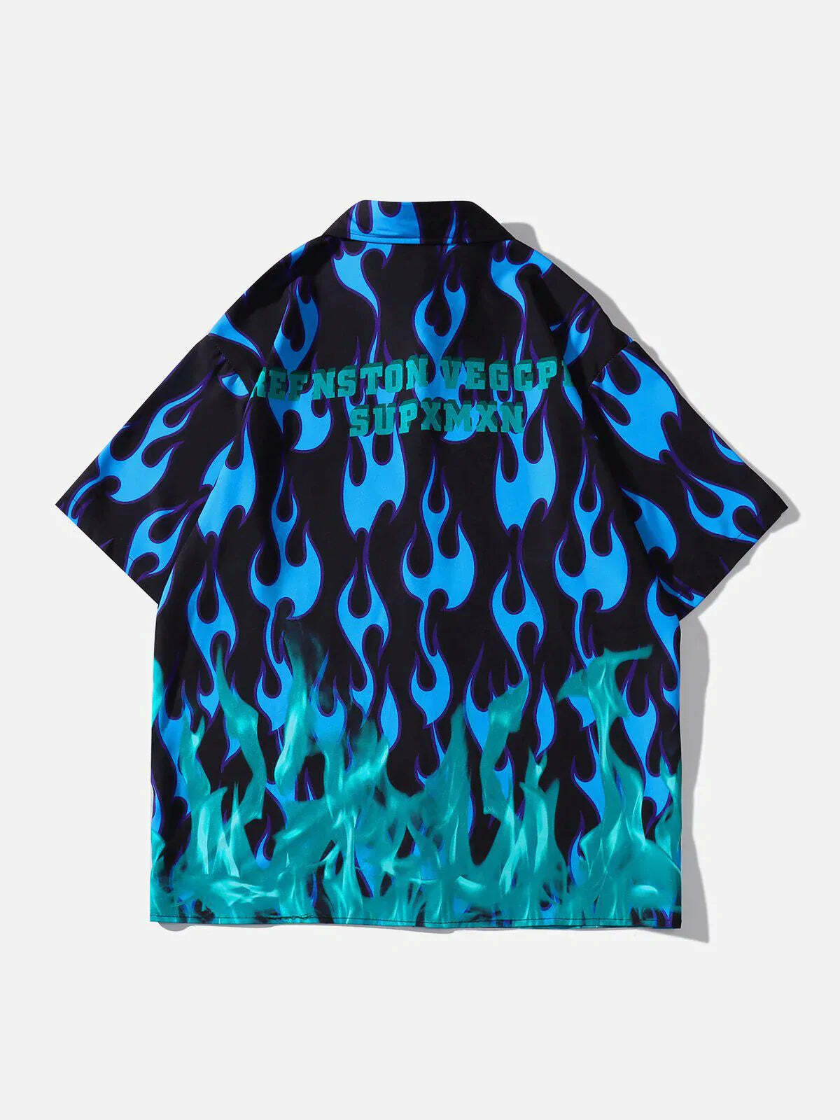 dynamic flame print shirt edgy  retro streetwear staple 8657