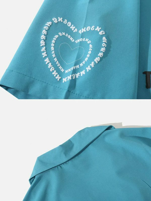 dynamic heart print tee edgy  retro streetwear essential 7916
