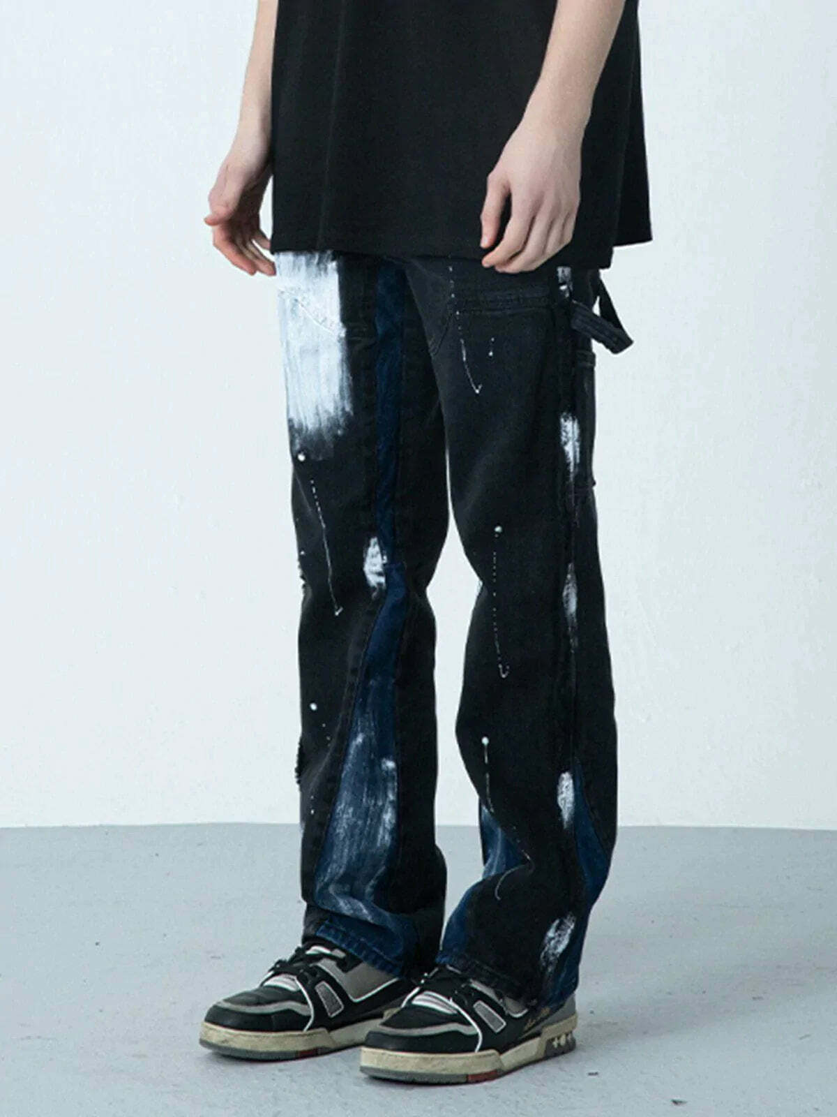 dynamic patchwork jeans edgy & vibrant streetwear 5997