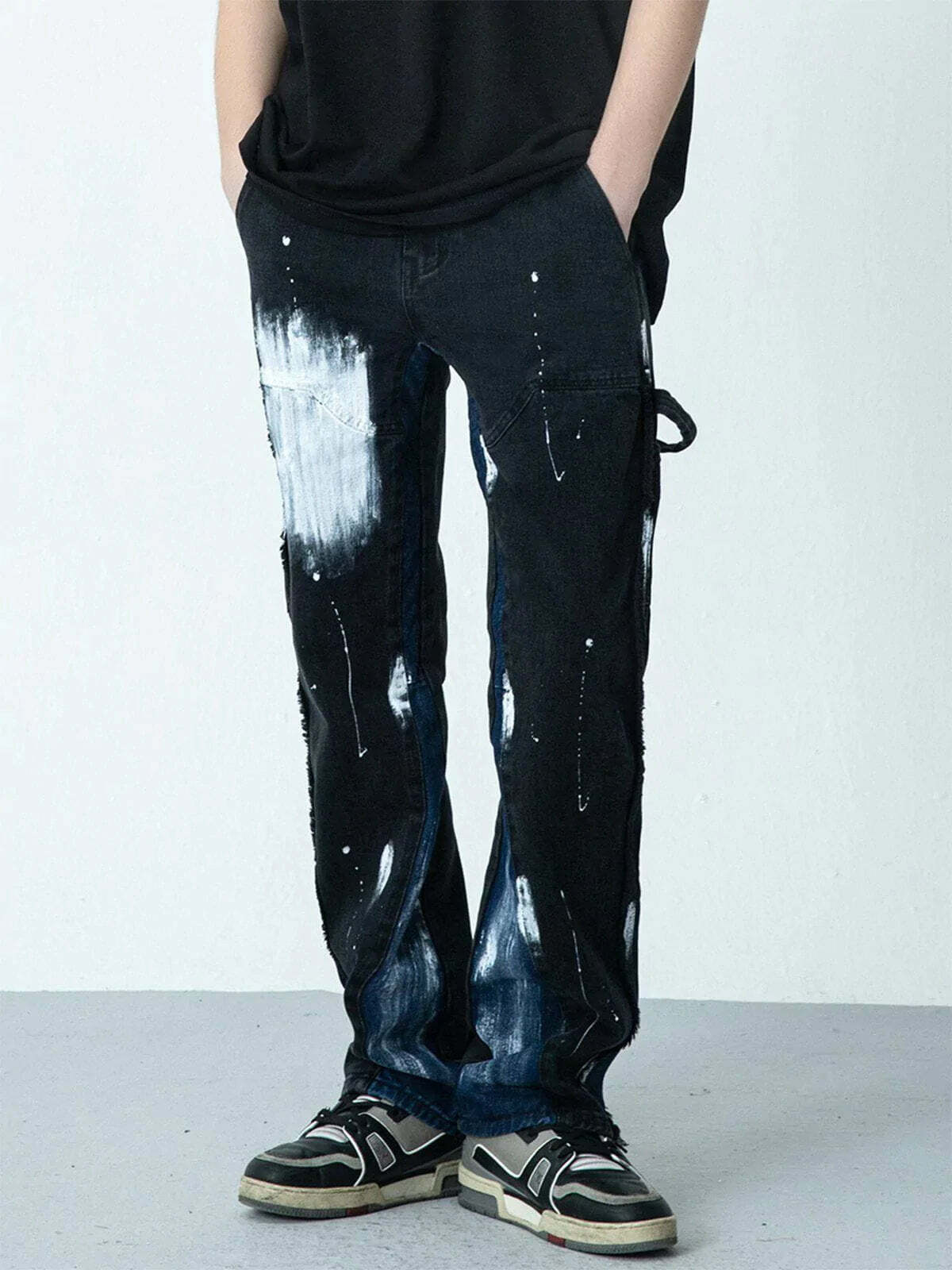 dynamic patchwork jeans edgy & vibrant streetwear 7679