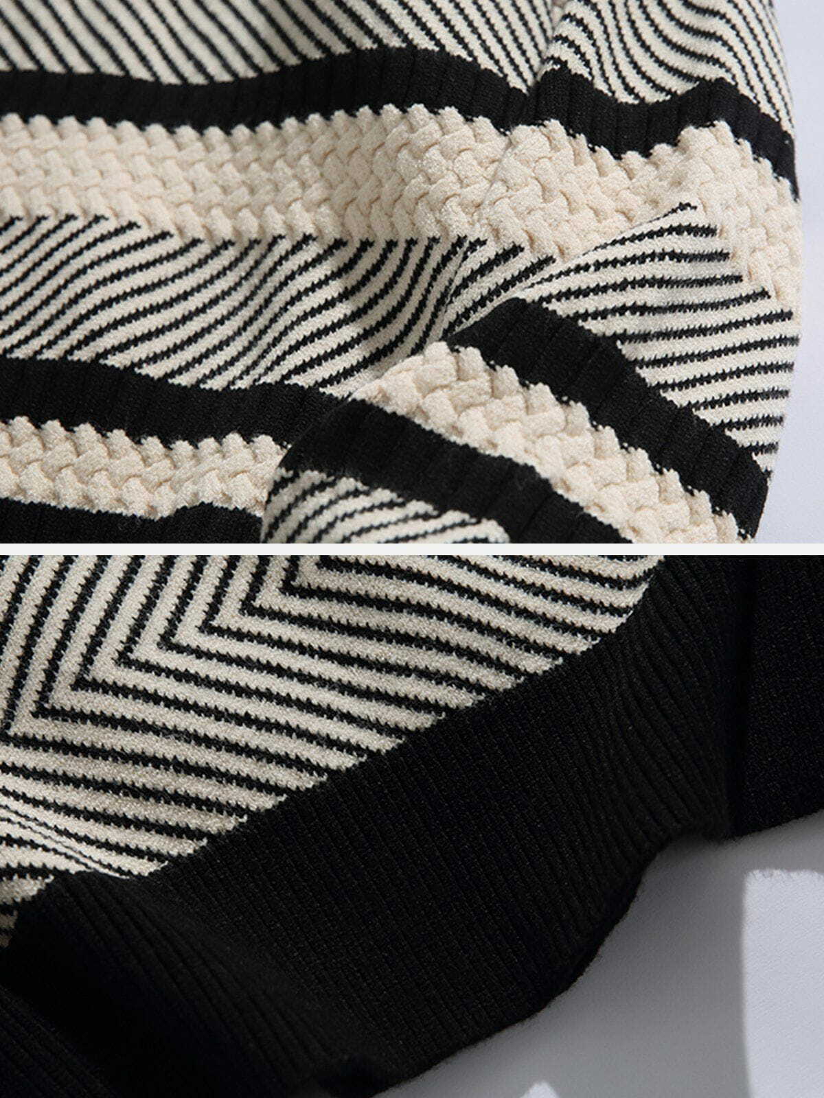 dynamic stripe knit sweater trendy & vibrant streetwear 4752