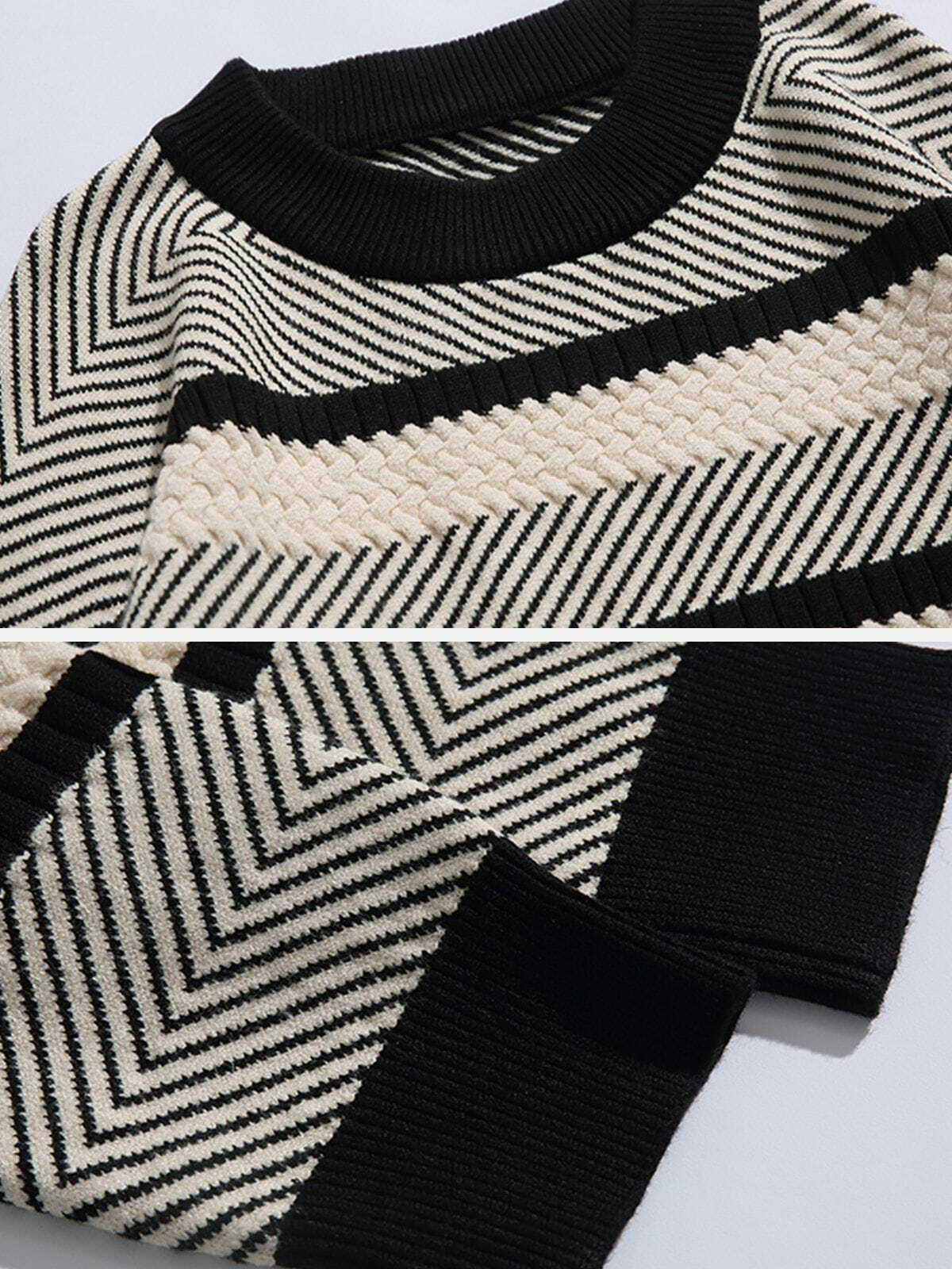 dynamic stripe knit sweater trendy & vibrant streetwear 5346