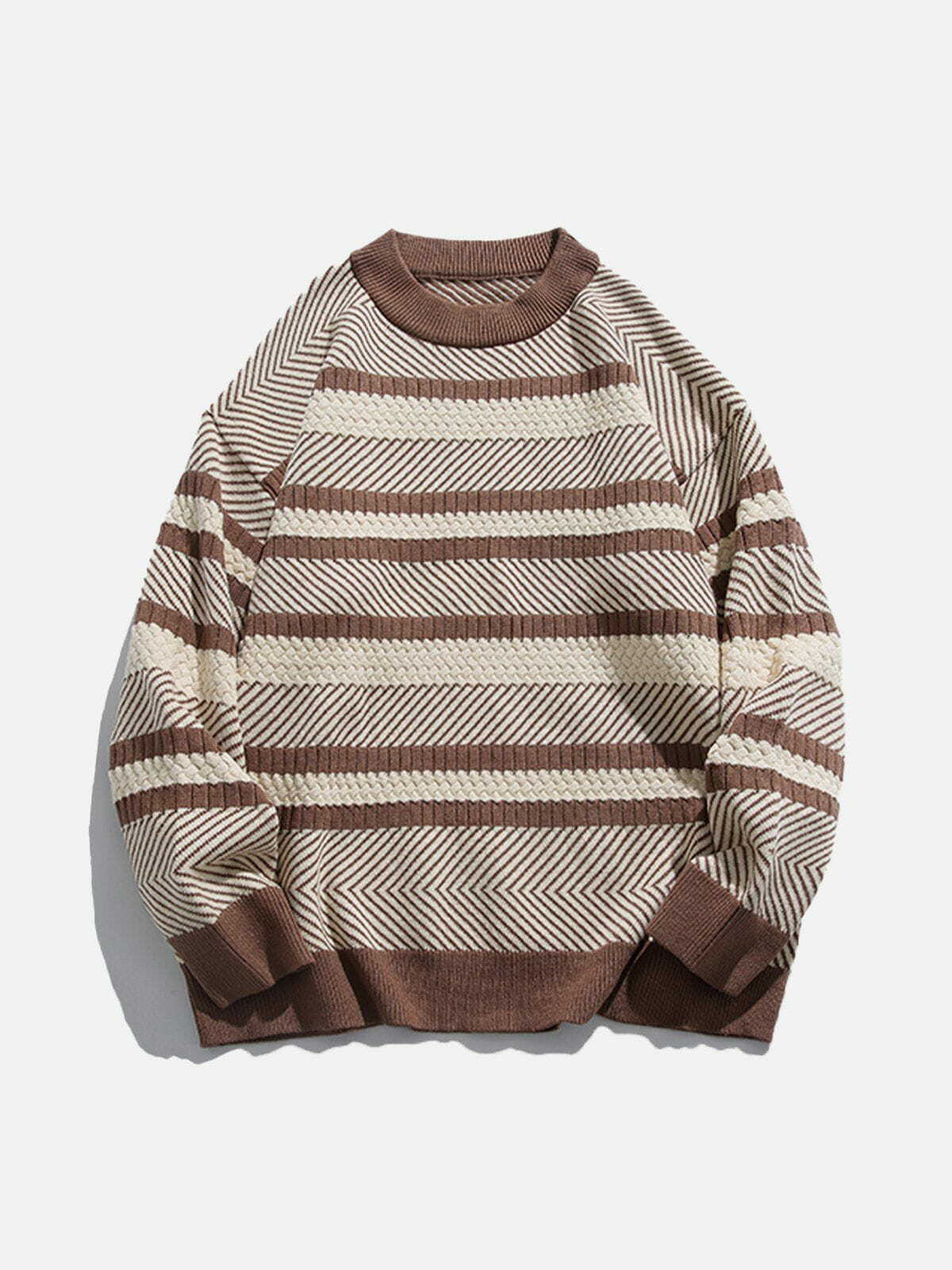 dynamic stripe knit sweater trendy & vibrant streetwear 6062