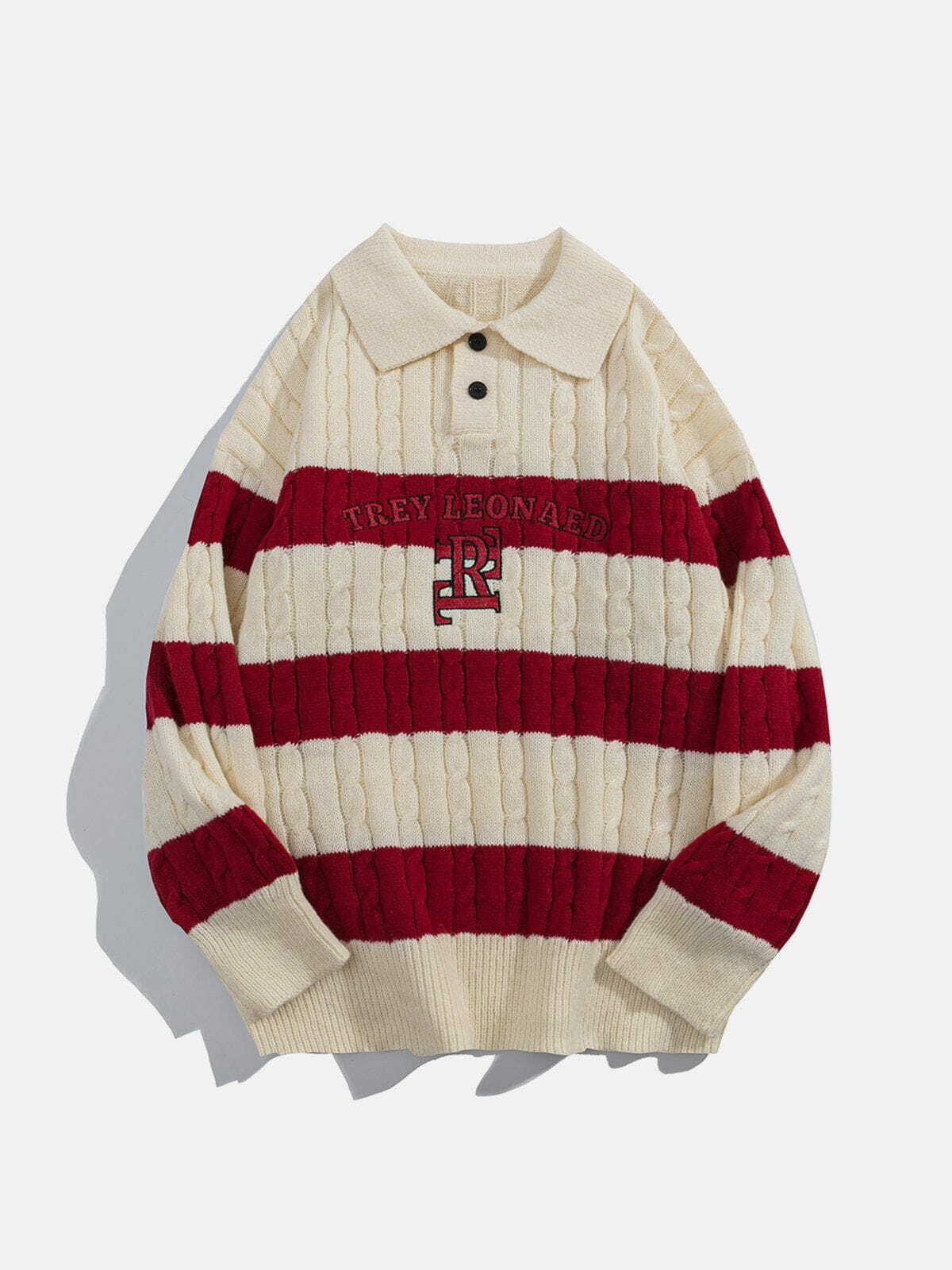 dynamic stripe polo sweater youthful & stylish streetwear 2794