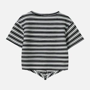 dynamic stripe print tee edgy  retro urban streetwear tshirt 2381