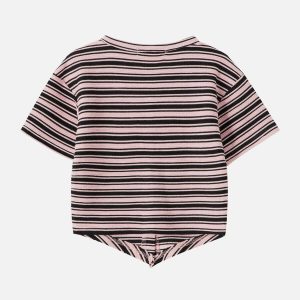 dynamic stripe print tee edgy  retro urban streetwear tshirt 4999
