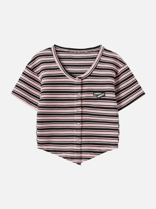 dynamic stripe print tee edgy  retro urban streetwear tshirt 5138