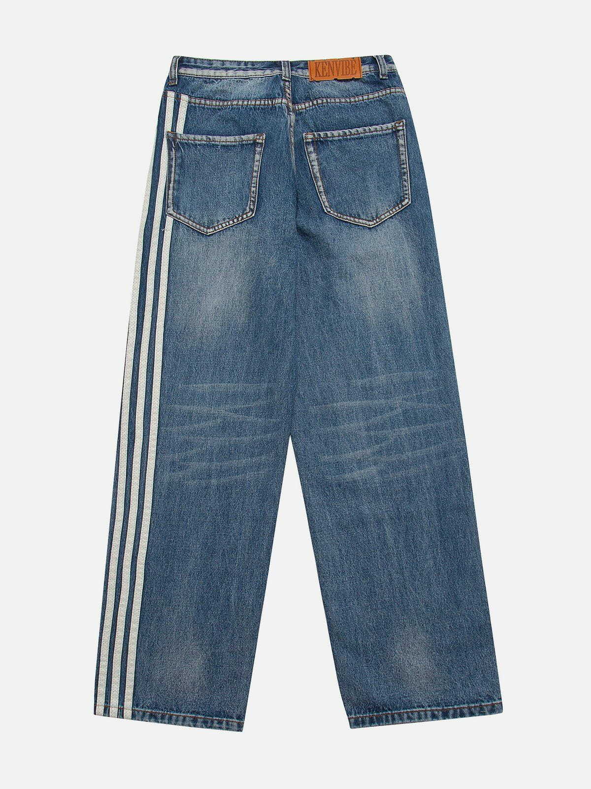 dynamic unilateral stripes jeans 7422