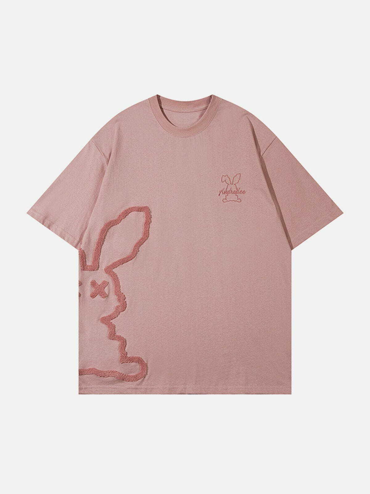 dynamic youthful� vibrant cutted rabbit embroidery tee 8771