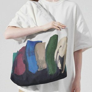 edgy graffiti canvas shoulder bag trendy urban streetwear accessory 4805