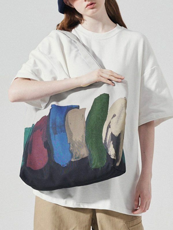 edgy graffiti canvas shoulder bag trendy urban streetwear accessory 4805