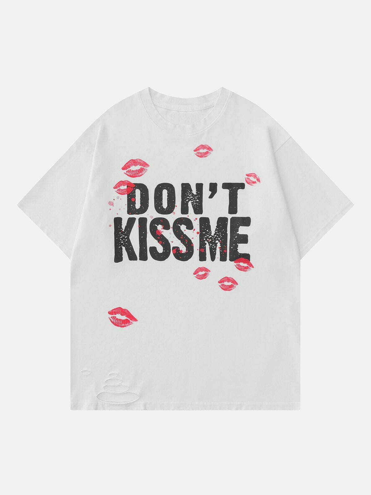 edgy kisses print tee youthful  retro streetwear essential 5588