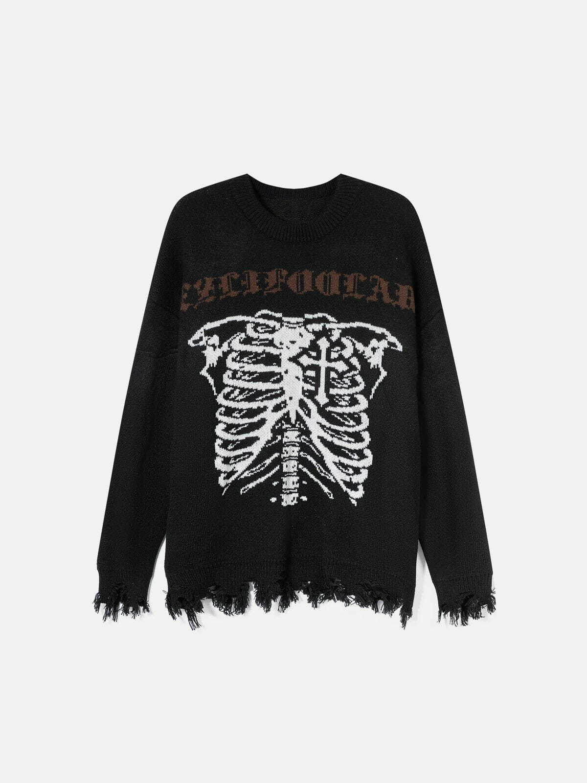 edgy skeleton breakage sweater retro streetwear 1577