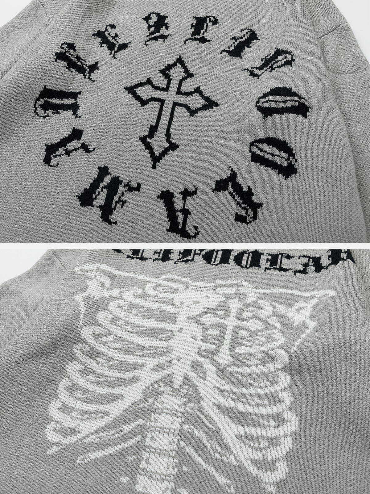 edgy skeleton breakage sweater retro streetwear 3413