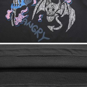 edgy skull print retro tee vibrant y2k streetwear tshirt 8076