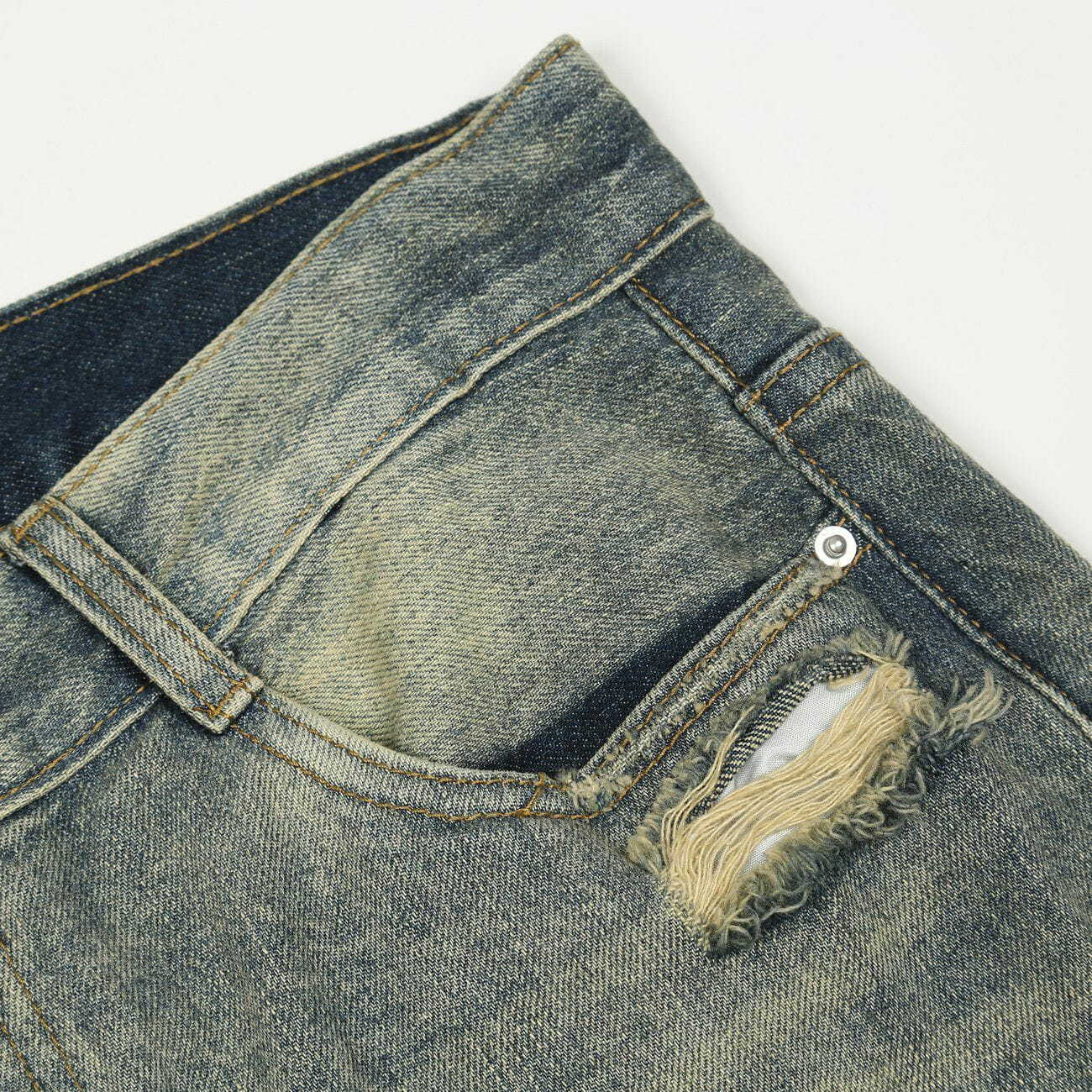 edgy washed hole jeans urban streetwear 2448