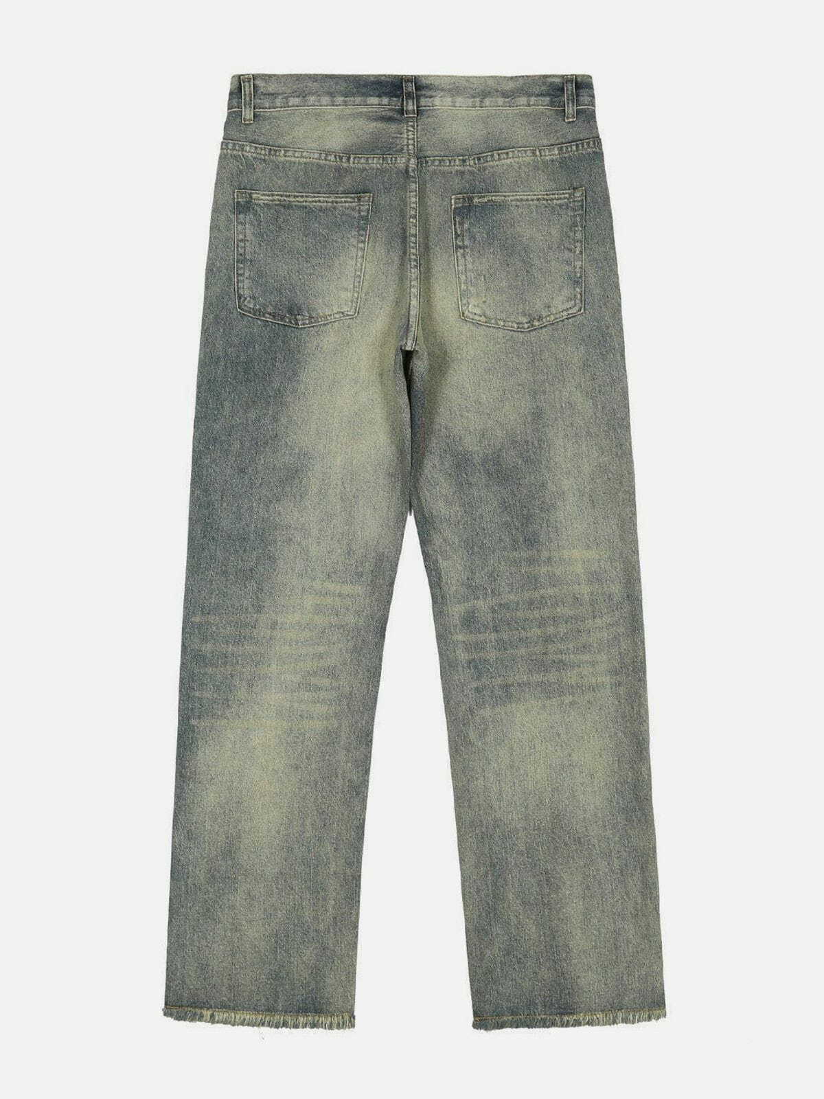 edgy washed hole jeans urban streetwear 8066
