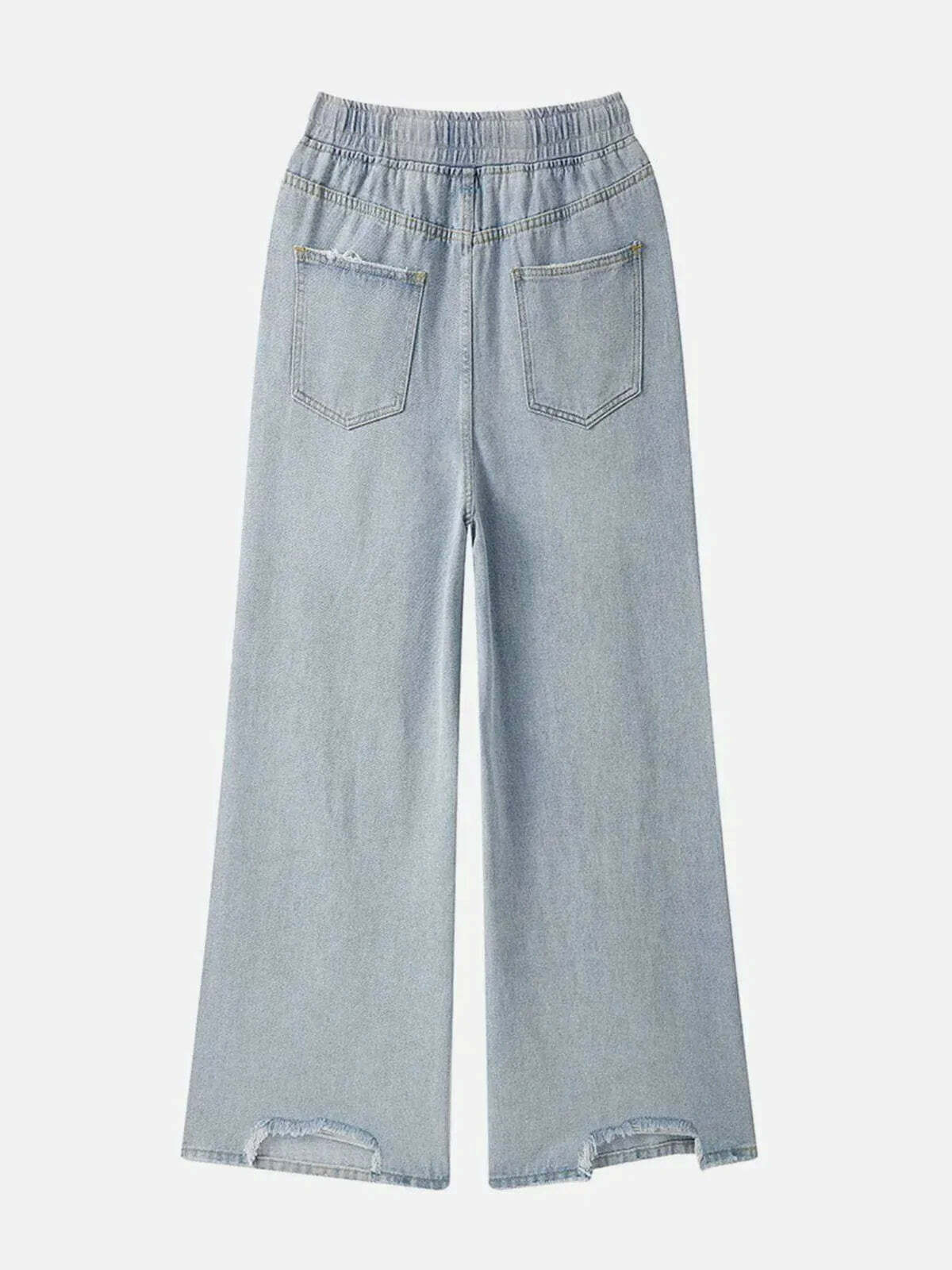 edgy wide leg denim pants trendy & ripped streetwear 8514