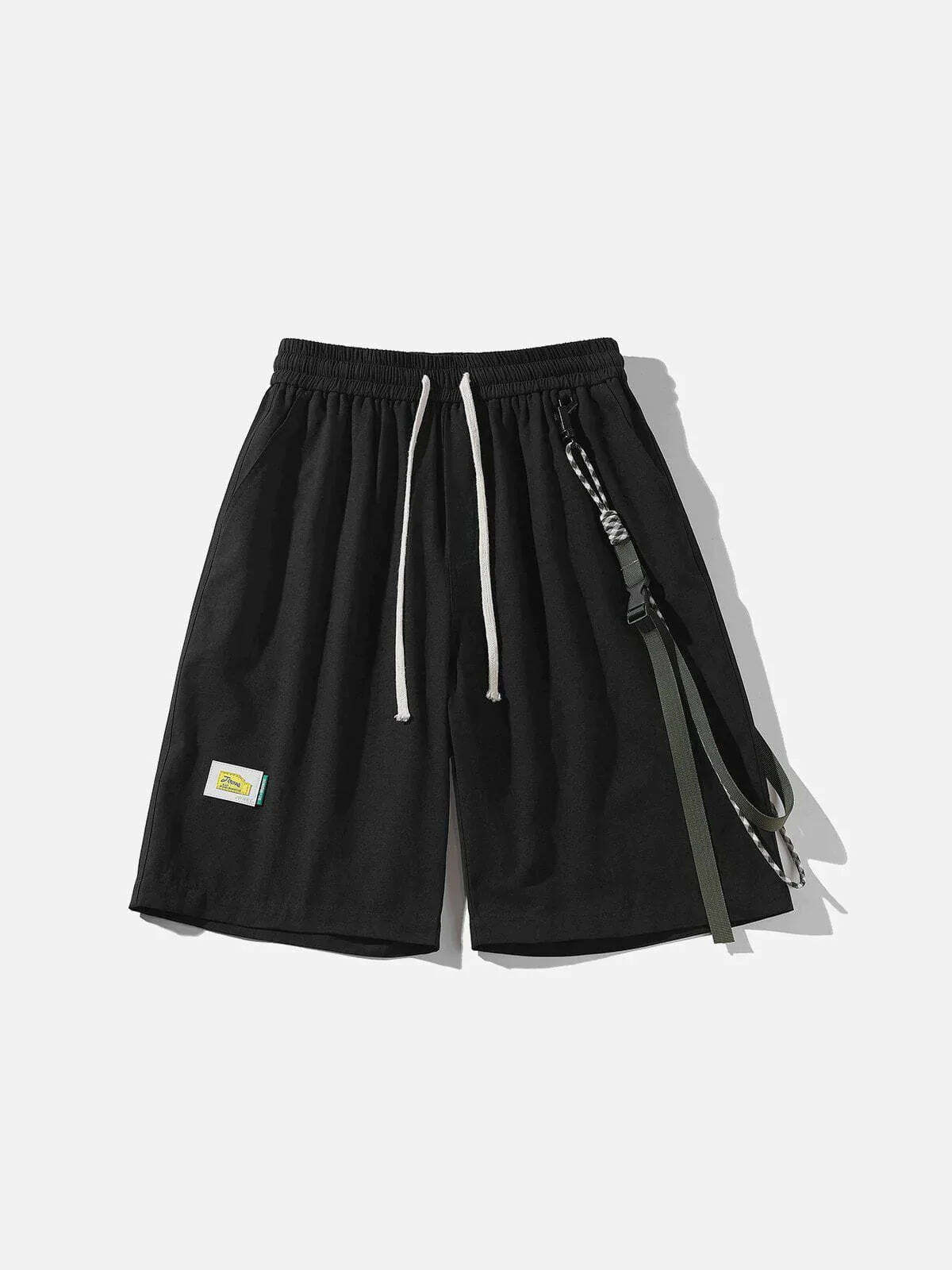 elastic waistband detachable strap shorts edgy cargo style 1421