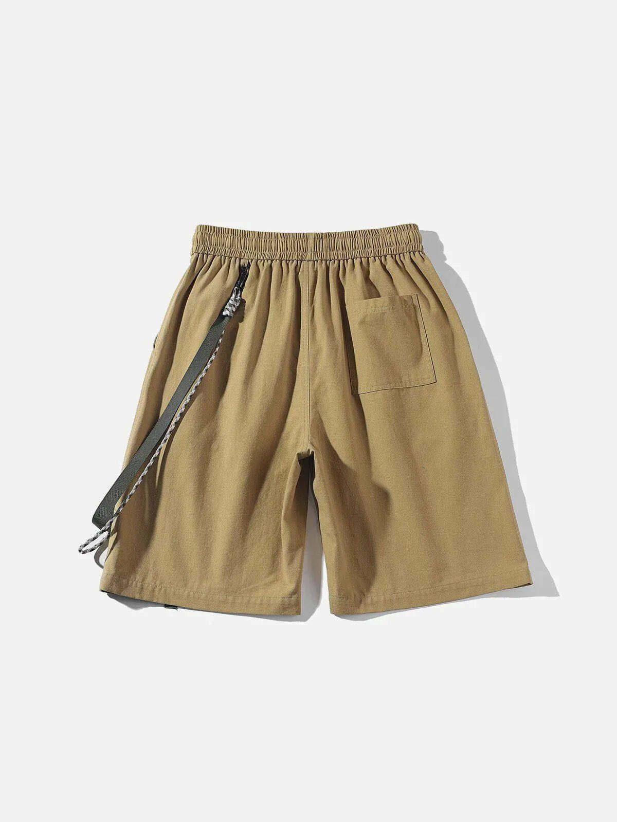 elastic waistband detachable strap shorts edgy cargo style 1481