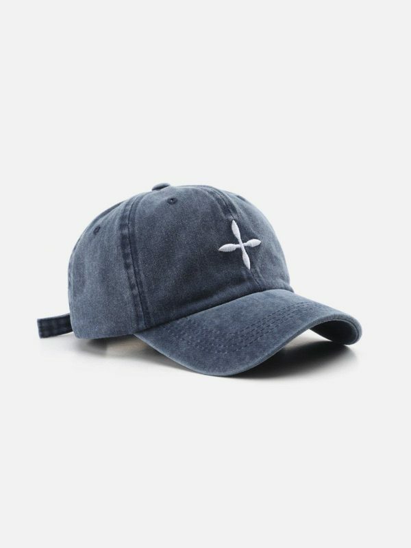 embroidered crucifix cap edgy streetwear hat with retro charm 7454