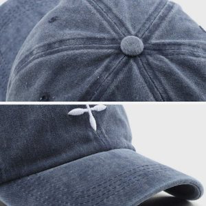 embroidered crucifix cap edgy streetwear hat with retro charm 7815