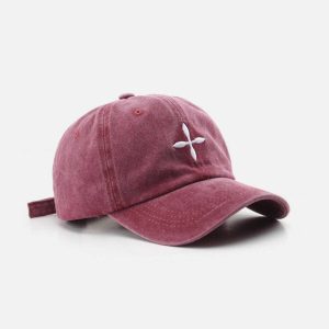 embroidered crucifix cap edgy streetwear hat with retro charm 8378