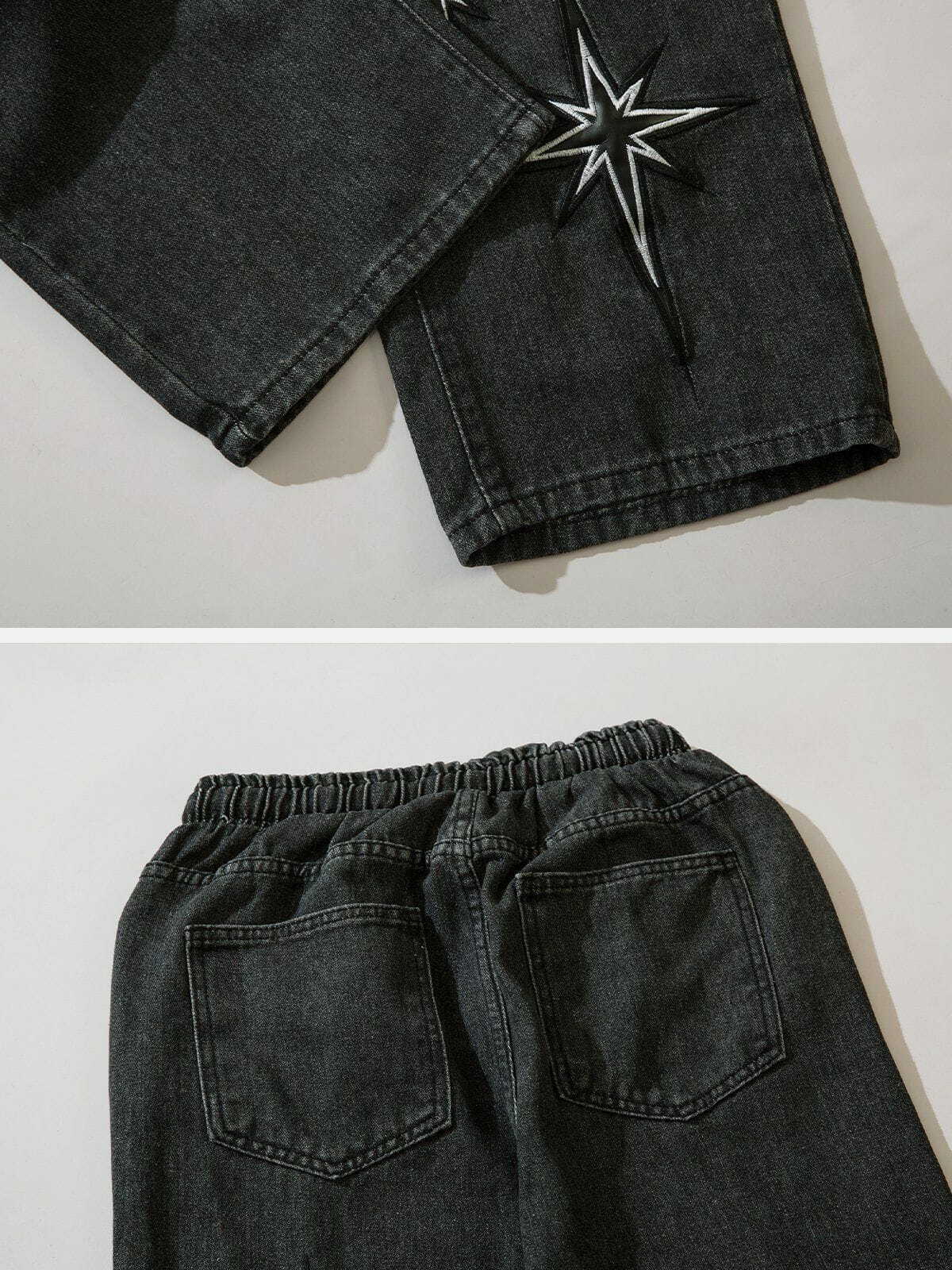 embroidered drawstring jeans trendy & custom streetwear 1394