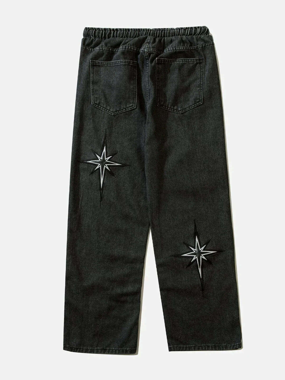 embroidered drawstring jeans trendy & custom streetwear 3169
