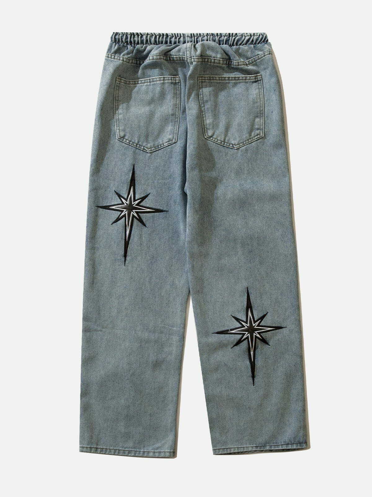 embroidered drawstring jeans trendy & custom streetwear 4050