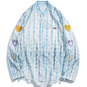 embroidered heart distressed longsleeved shirt edgy streetwear essential 3043