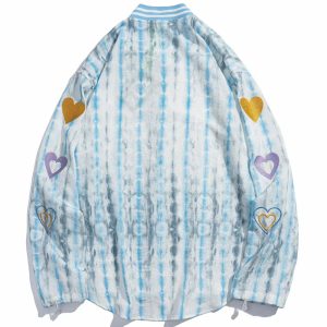 embroidered heart distressed longsleeved shirt edgy streetwear essential 6065