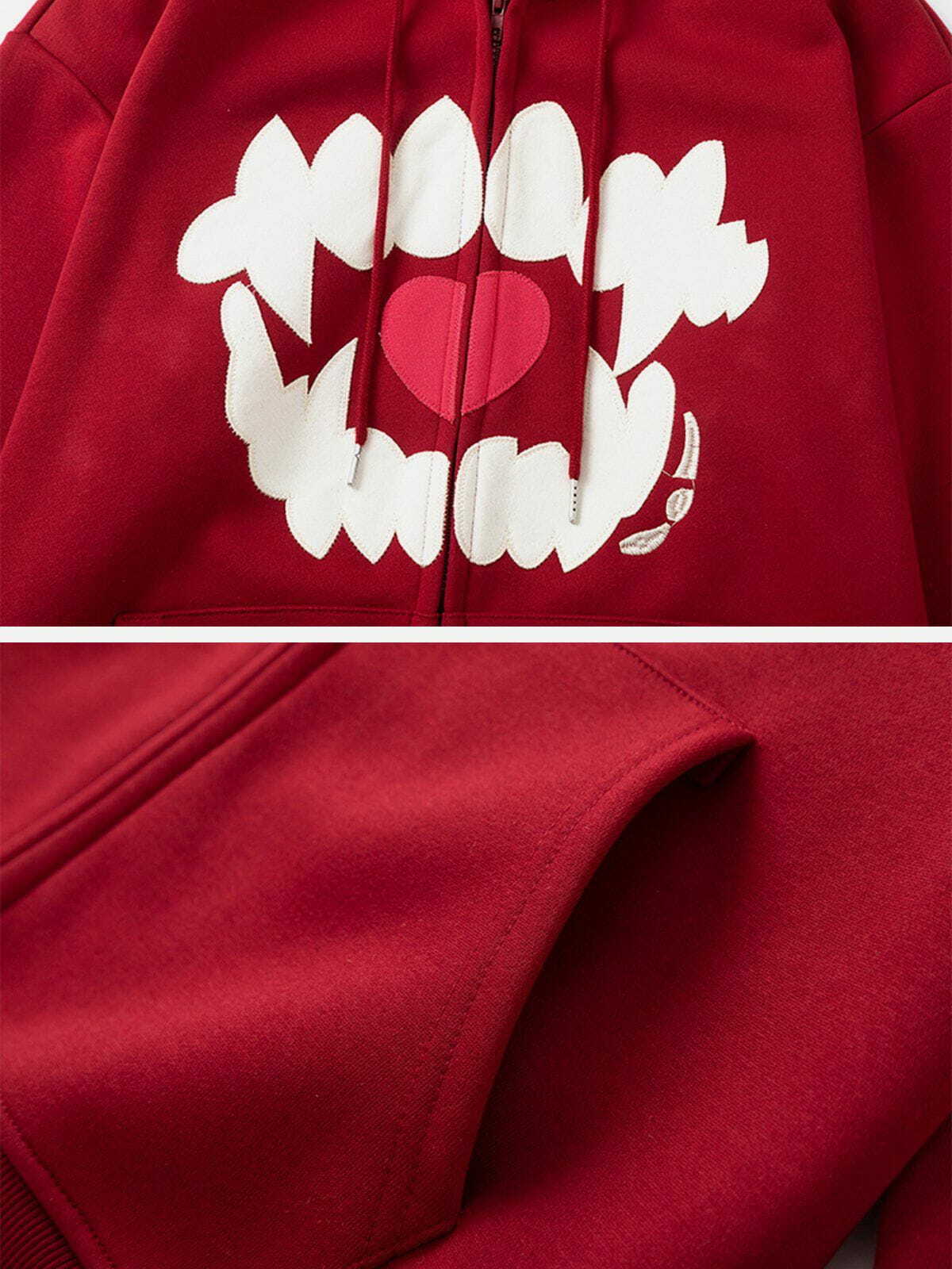 embroidered heart hoodie quirky & vibrant streetwear 7220