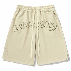 embroidered letters shorts quirky streetwear essential 2076