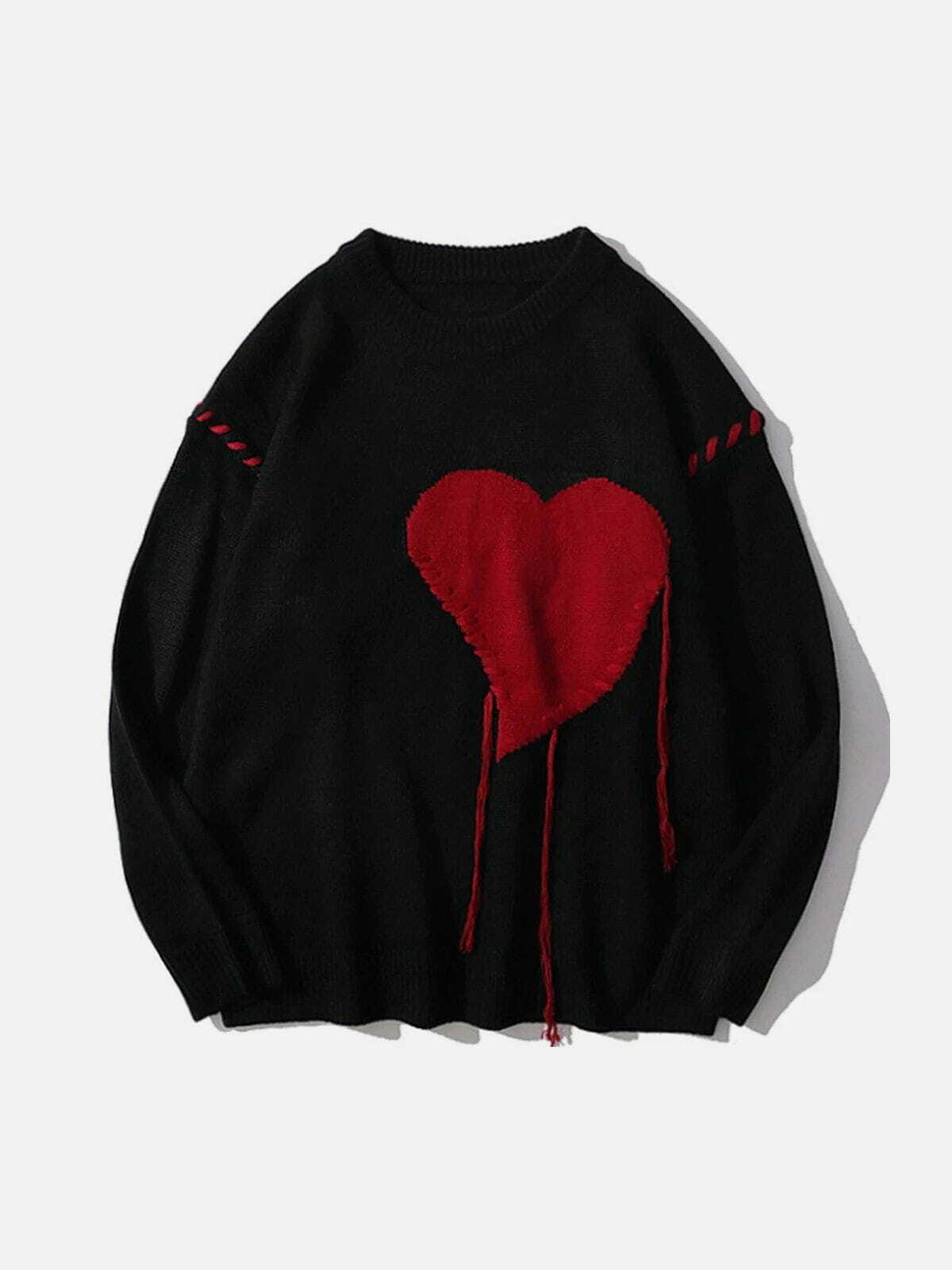 embroidered love sweater quirky y2k fashion charm 1271