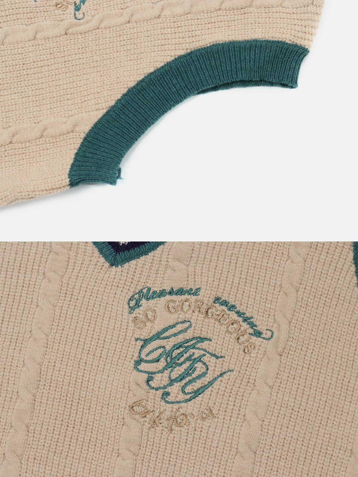 embroidered patchwork sweater vest urban fashion statement 6342