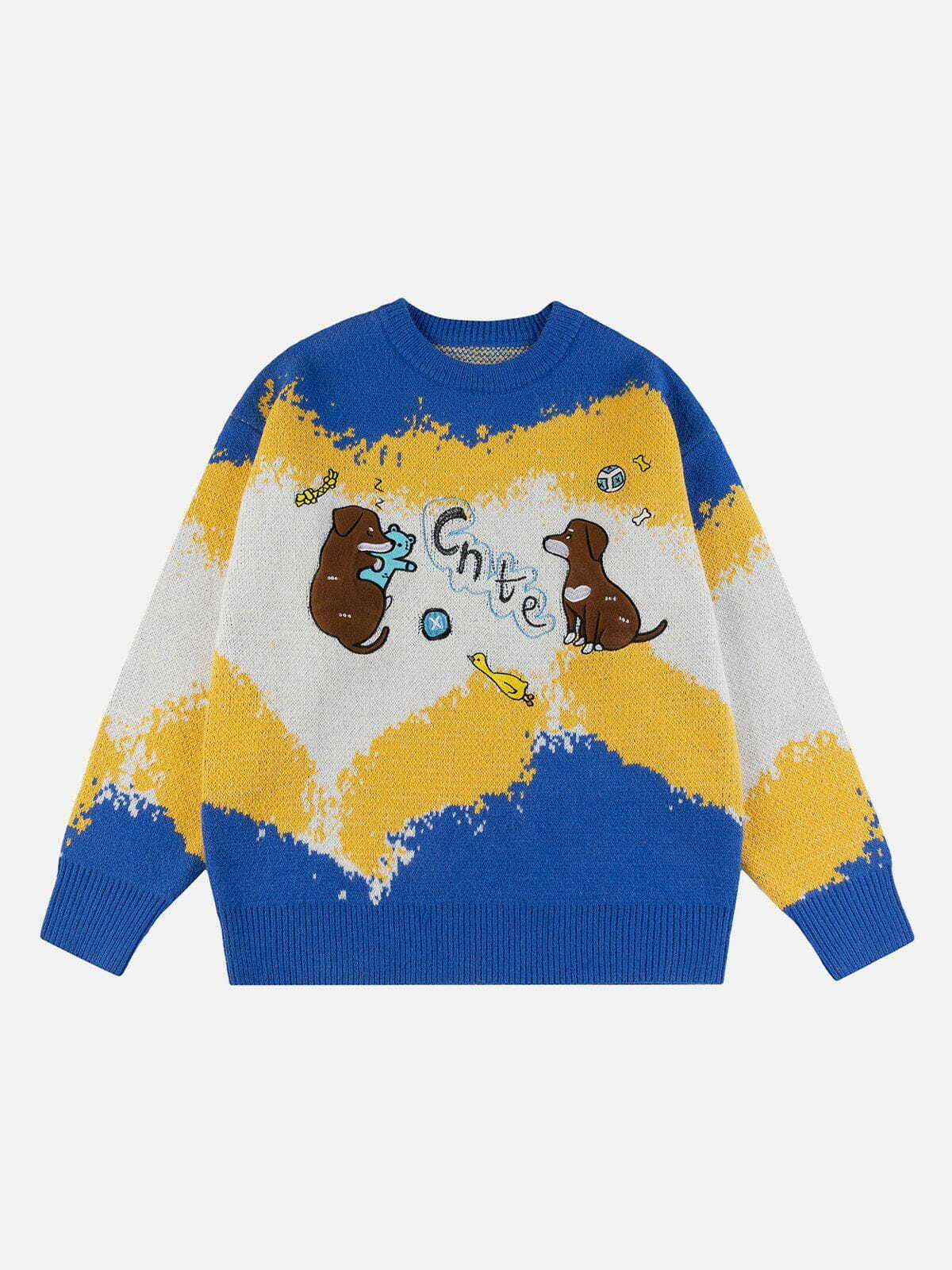 embroidered puppy sweater quirky y2k fashion essential 2853