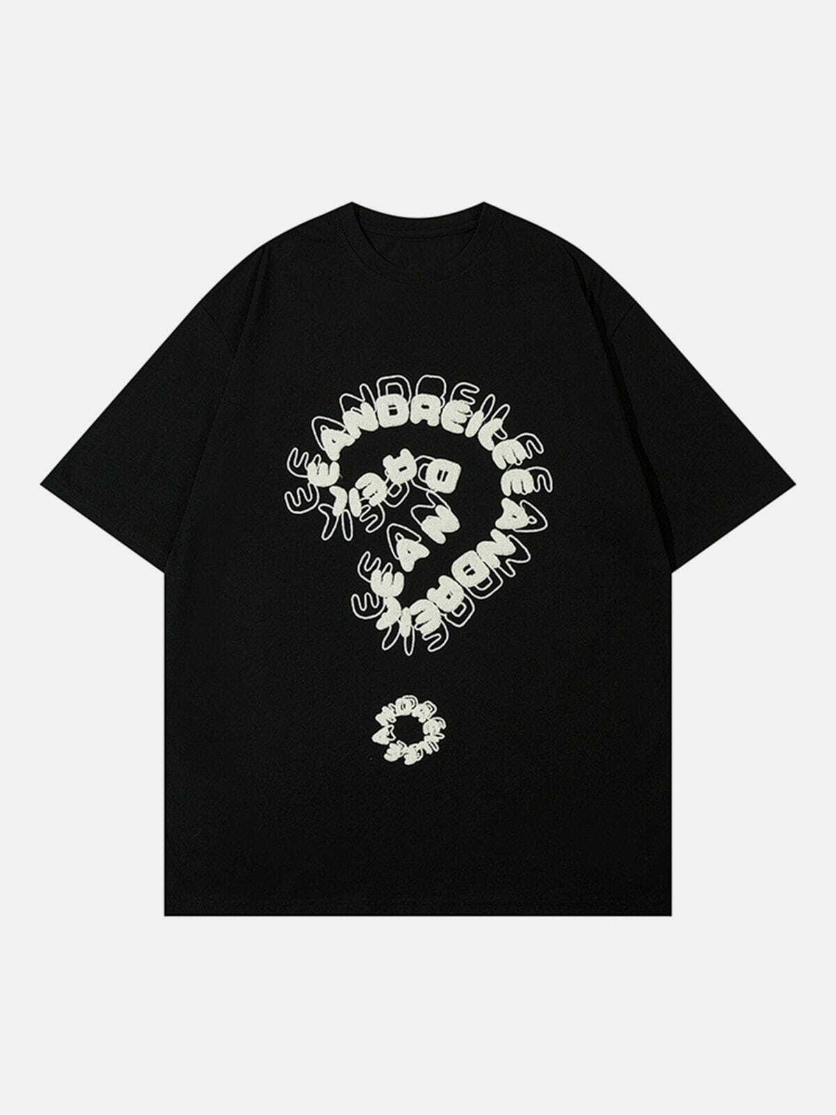 embroidered question mark tee quirky & streetwear iconic 8436