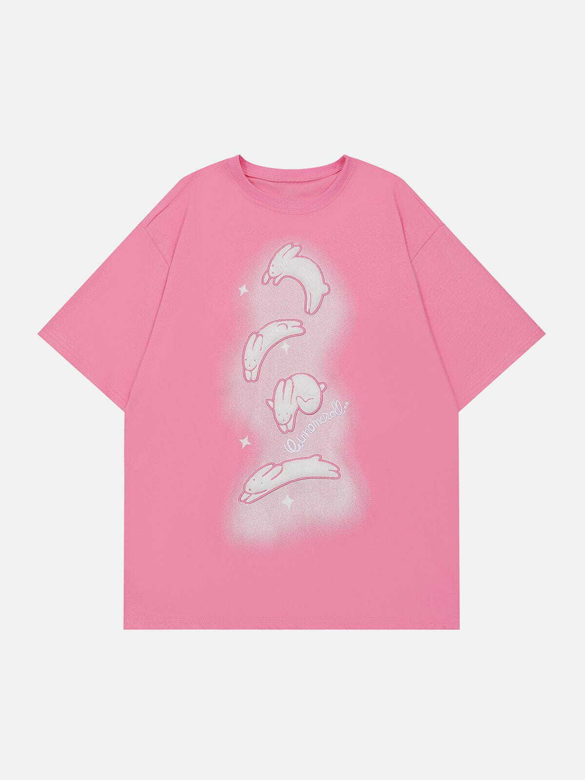 embroidered rabbit tshirt youthful and quirky streetwear 1846