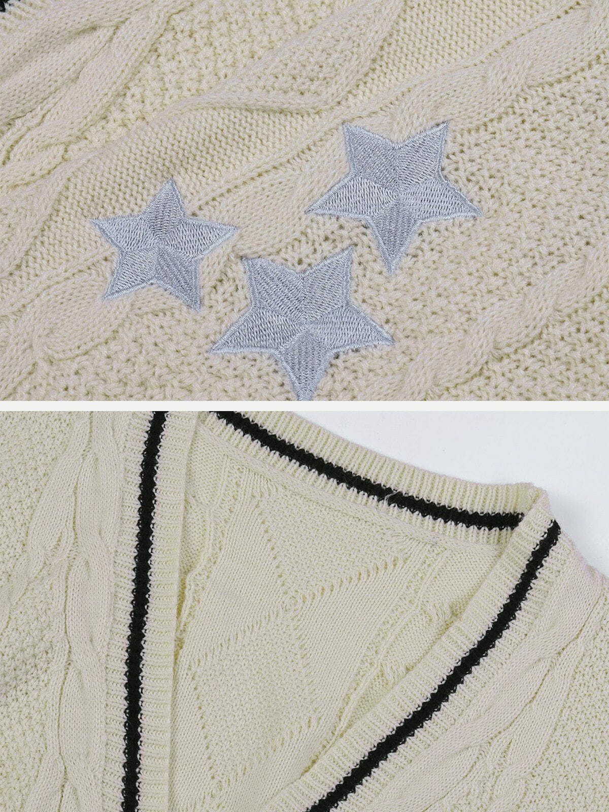 embroidered star cardigan edgy streetwear chic 2553