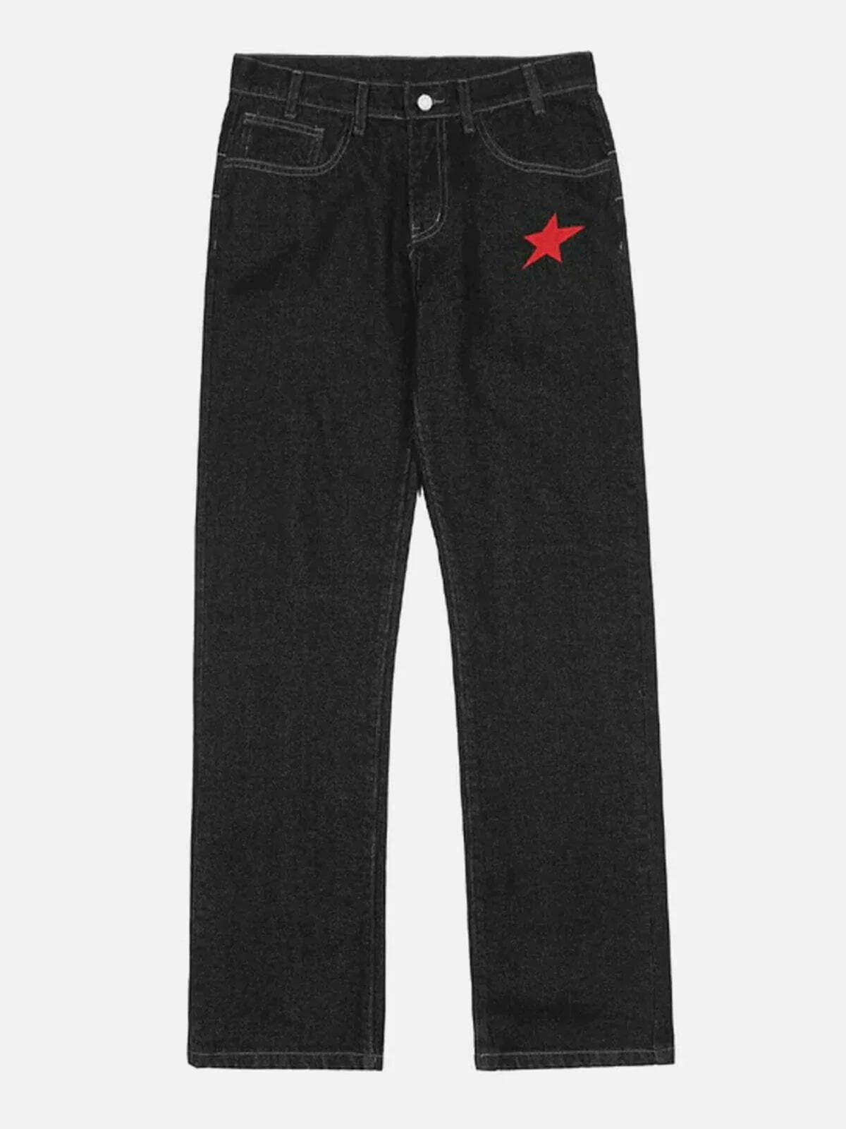 embroidered star letter jeans edgy & retro streetwear 7220