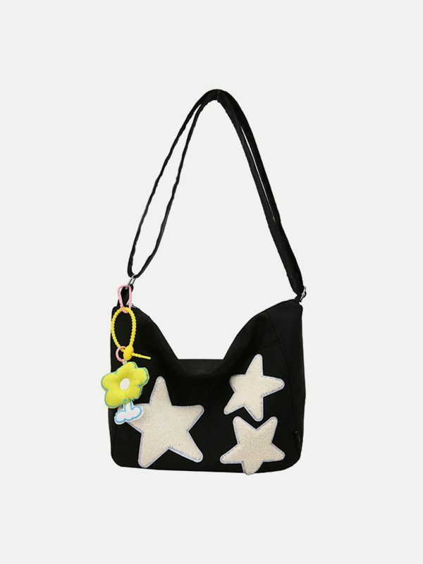 embroidered star shoulder bag retro chic streetwear accessory 4060