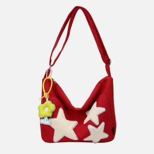 embroidered star shoulder bag retro chic streetwear accessory 5345