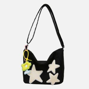 embroidered star shoulder bag retro chic streetwear accessory 8397